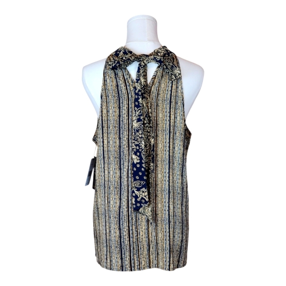 Liverpool Striped Halter Top S Bohemian Chic High Neck Tie Back Sleeveless NWT - Picture 4 of 9